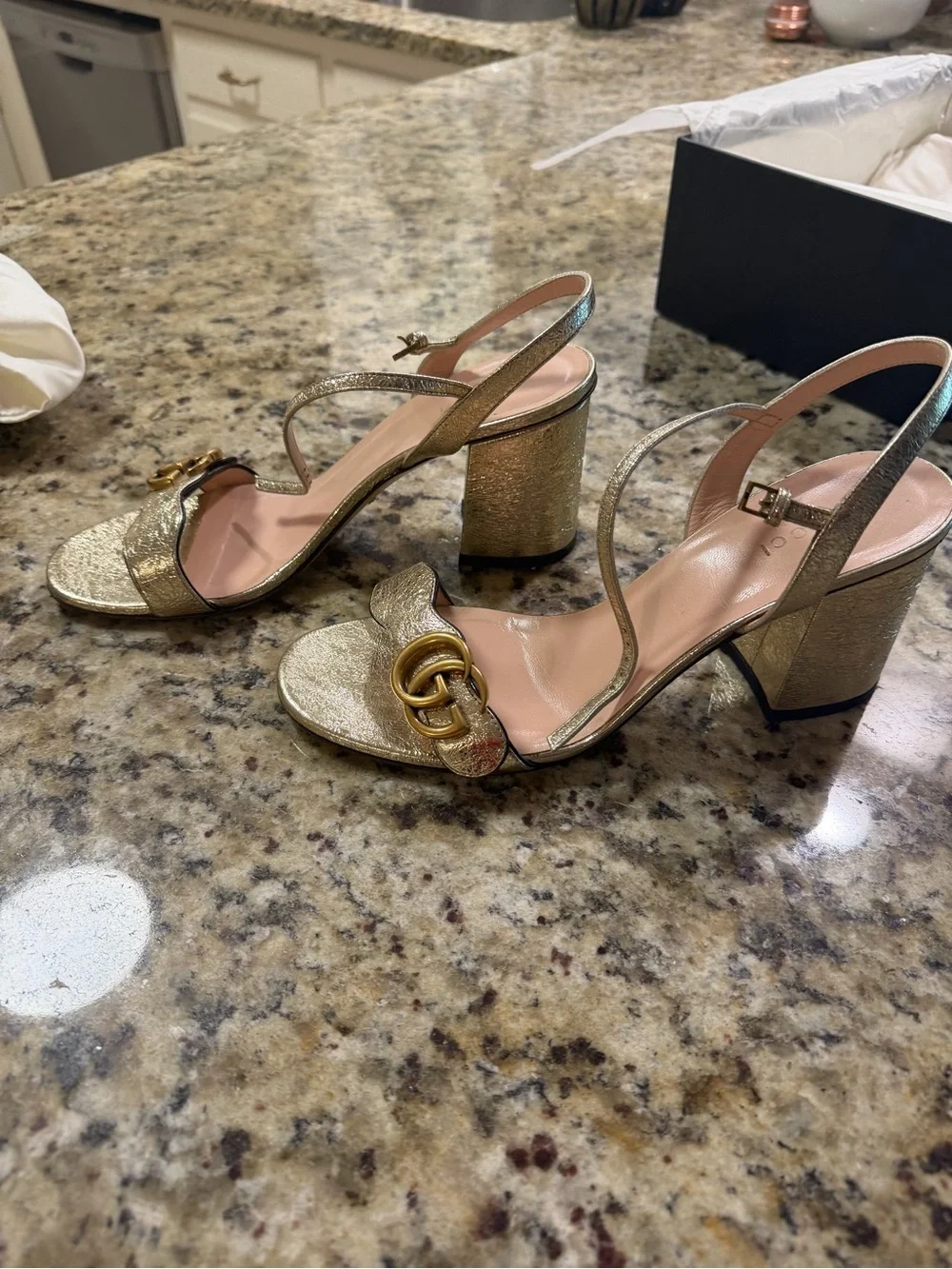 Gucci Marmot Block Heel Sandals